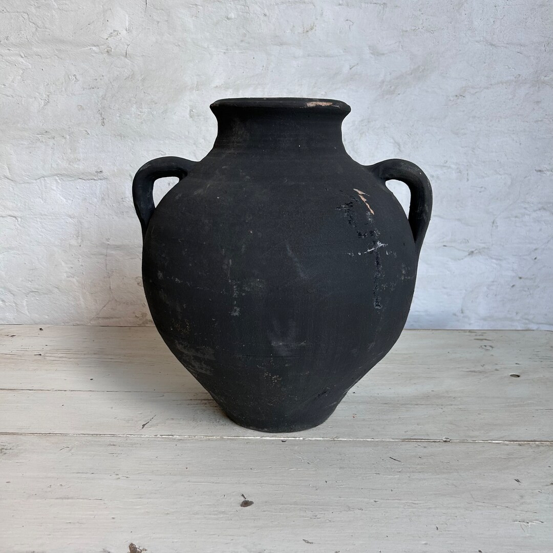Antique Terracotta Vase, Rustic Turkish Pottery, Black Pot, Wabi Sabi Pottery - Etsy Bangladesh | Etsy (US)