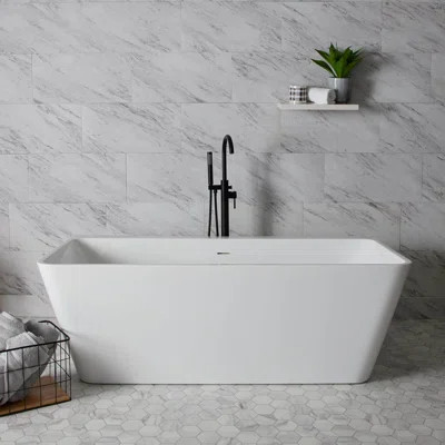67" x 31" Freestanding Soaking Acrylic Bathtub | Wayfair North America