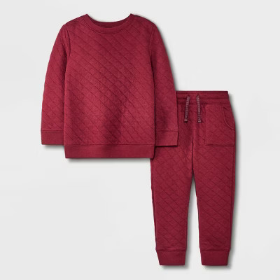 Toddler Boys' 2pc Quilted Fleece Pullover and Knit Jogger Pull-On Pants Set - Cat & Jack™ | Target