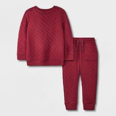 Toddler Boys' 2pc Quilted Fleece Pullover and Knit Jogger Pull-On Pants Set - Cat & Jack™ | Target