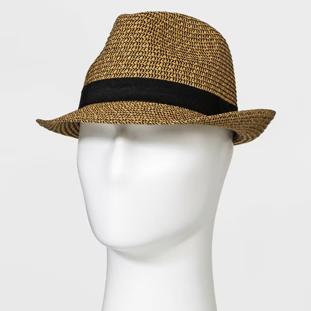 Straw Fedora with Black Band - Goodfellow & Co™ Dark Brown | Target