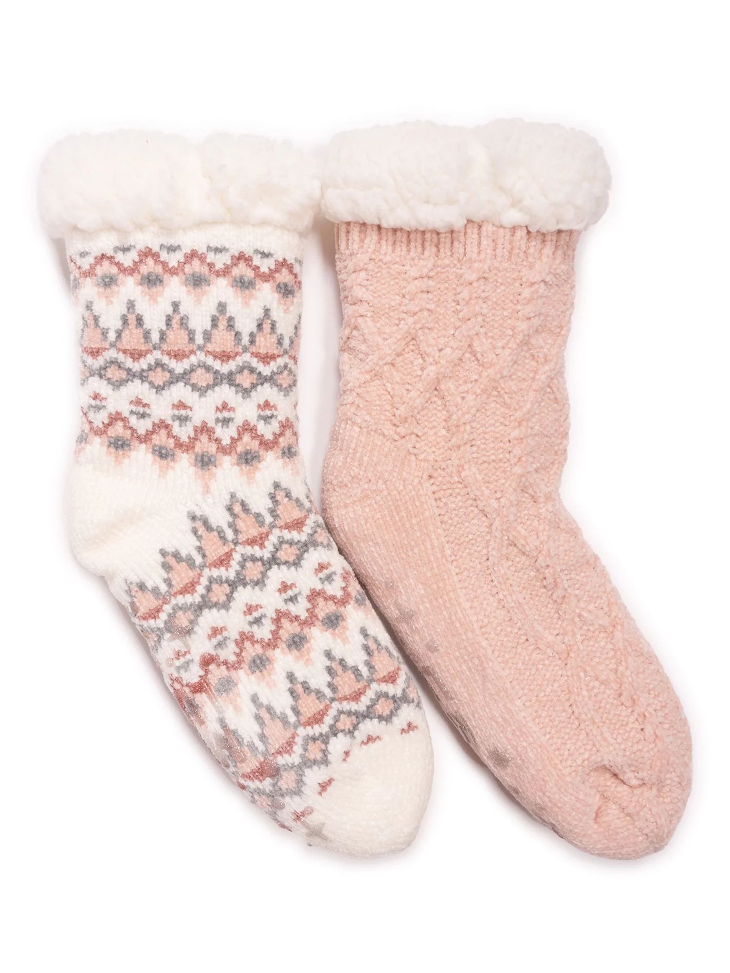 Muk Luks Women's Fuzzy Chenille Plush Lined Cabin Socks, 2-Pack, Sizes S-XL | Walmart (US)