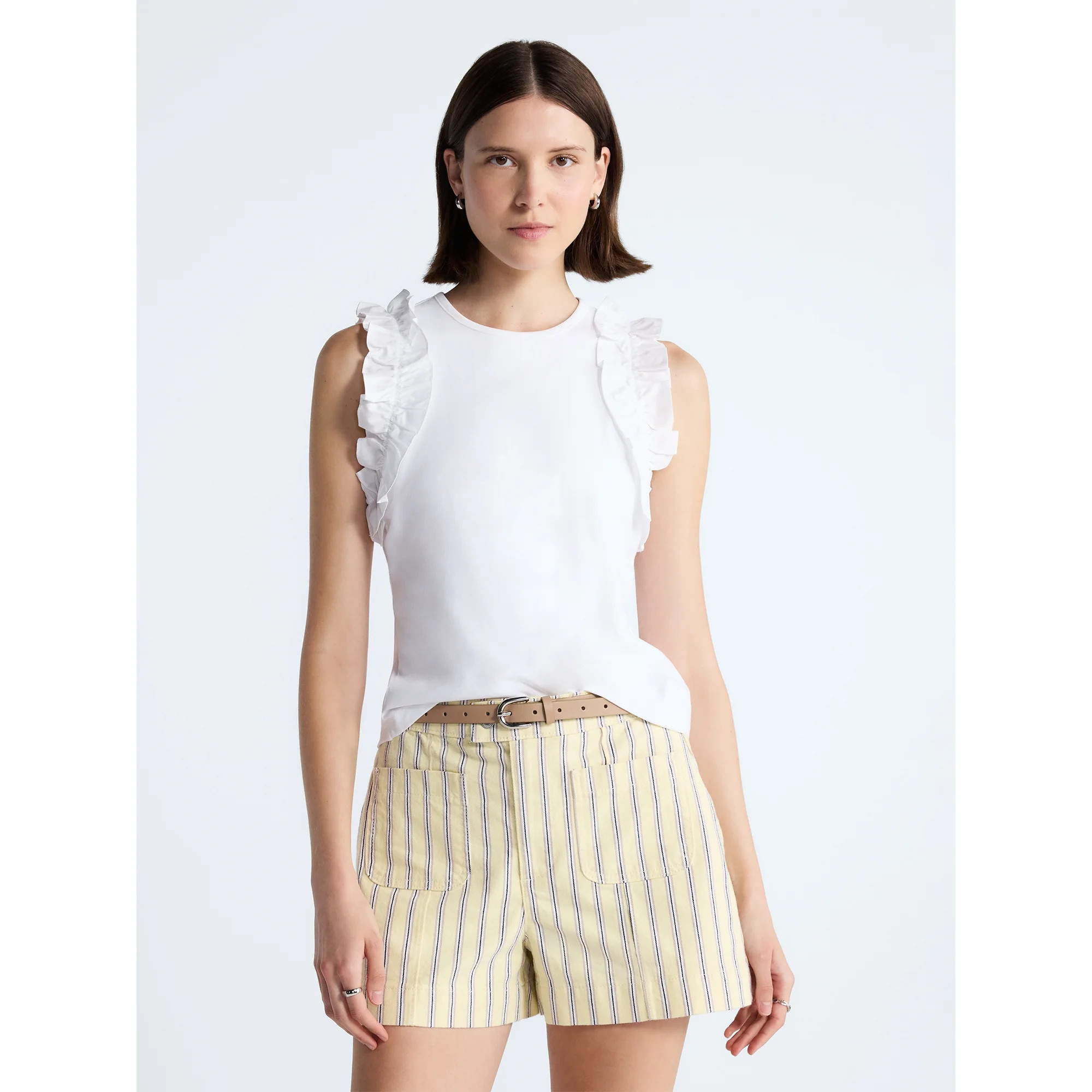 Free Assembly Women's and Women's Plus Ruffle Trim Mixy Tank Top, Sizes XS-4X | Walmart (US)