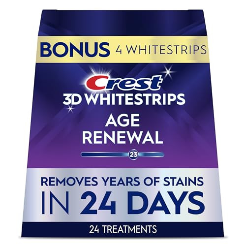 Crest 3D Whitestrips Age Renewal – Teeth Whitening Kit, 24 Treatments (20 + 4 Bonus), Each with 1 Upper/1Lower, 48 Strips – Crest 3DWhite Teeth Whitening Strips | Amazon (US)