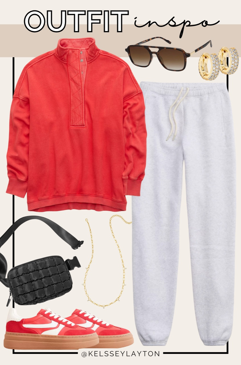 Outfit idea, aerie, American Eagle, red pullover, red sneakers 

#LTKSaleAlert #LTKFindsUnder50 #LTKActive
