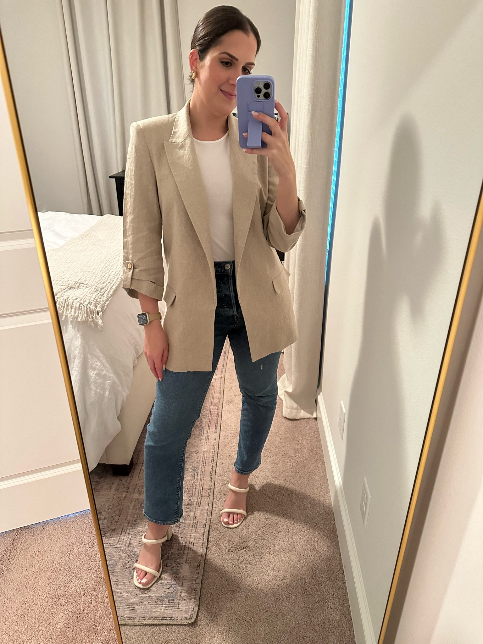 Business casual 
Office outfit
Corporate fashion
Corporate outfit attire 
Sandal heels
Spring shoes
Spring sandals
Heels for work 
Office heels 
Levi’s straight wedgie jeans
Levi’s jeans
Levi straight leg jeans 
Blazer and jeans outfit
Linen blazer
Office blazer
Blazer for work 
White tee 
White basic shirt 
Basic shirt
Capsule wardrobe 
Dolce Vita 
Zara blazer 
Professional attire
Professional outfit
Work OOTD

#LTKWorkwear #LTKStyleTip #LTKShoeCrush