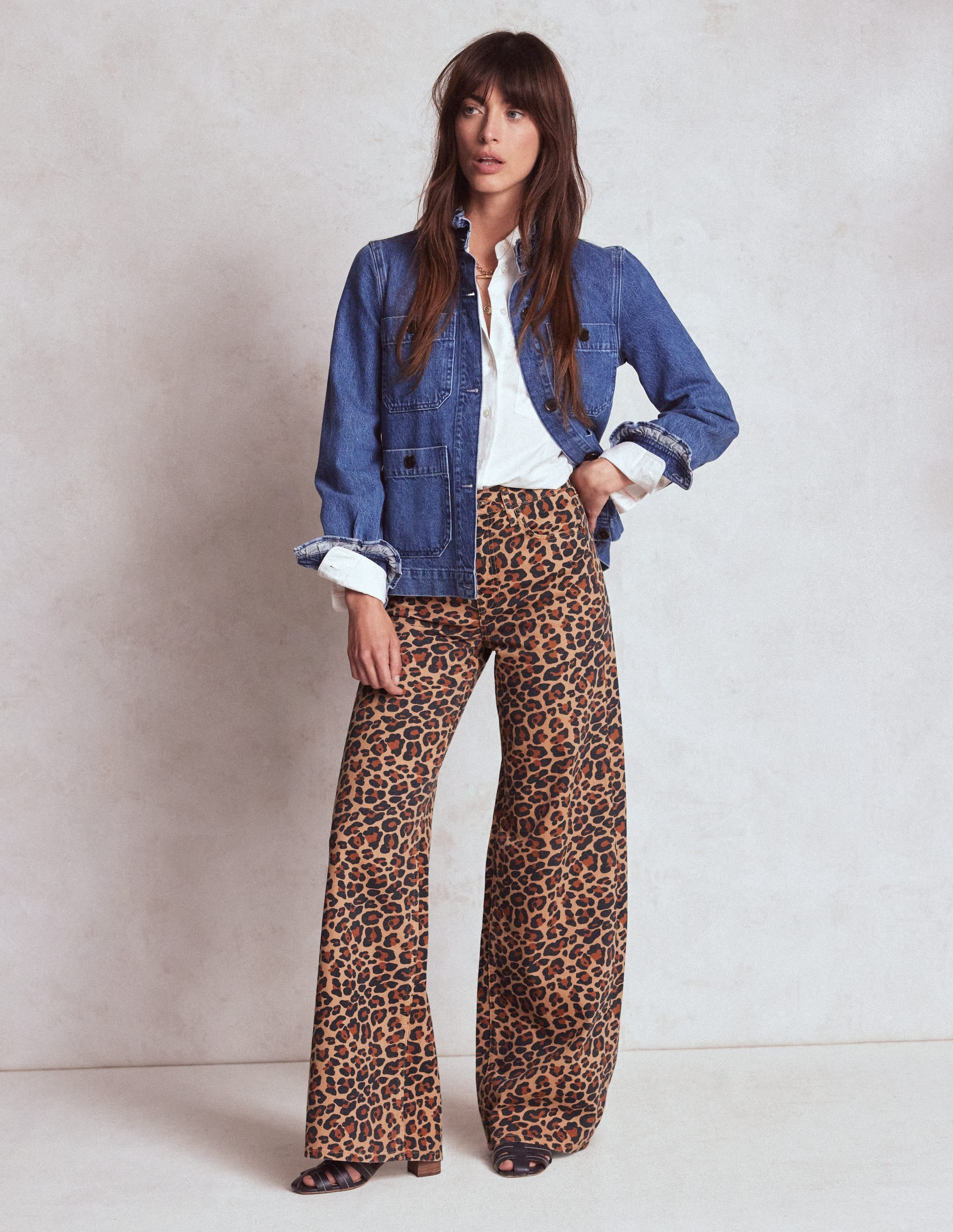 High Rise Wide Leg Jeans-Leopard Print | Boden UK