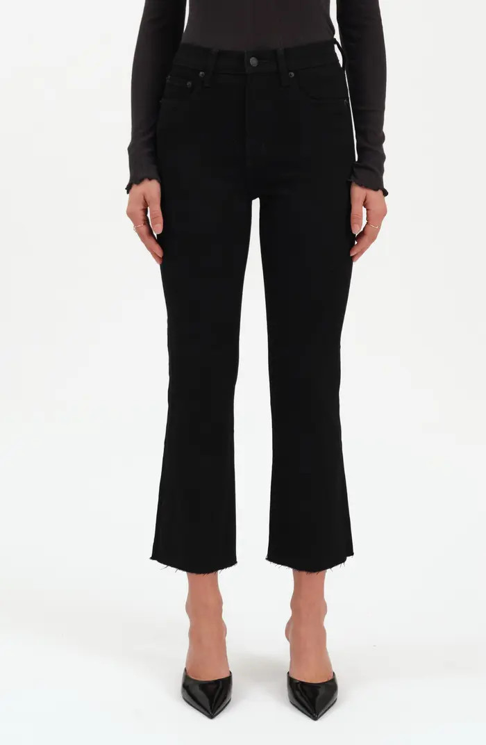 DAZE Shy Girl High Waist Raw Hem Crop Flare Jeans | Nordstrom | Nordstrom