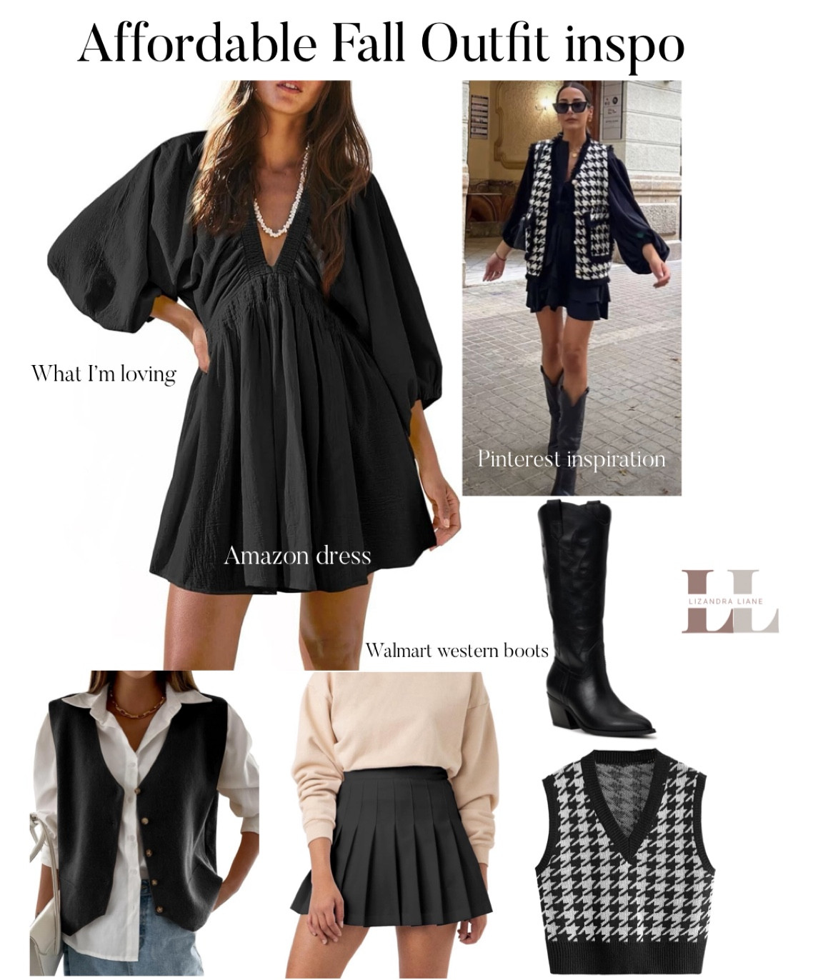 Pre fall outfit inspo, fall fashion, western boots from Walmart, Walmart fashion, Amazon dress, Amazon finds, affordable style, fall fashion, travel outfit, seasonal, sweaters, sweater vest

#LTKStyleTip #LTKFindsUnder50 #LTKFindsUnder100