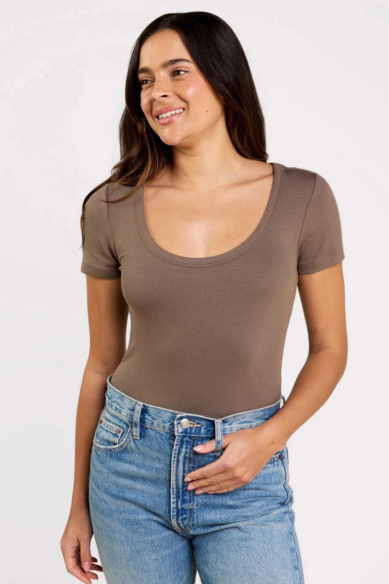 Slinky Rib
      
    
  
  Short Sleeve Bodysuit | nuuds