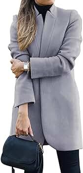CinShein 2020 Women Trench Coat Casual Mid Long Overcoat Lapel Open Front Slim Fit Winter Blazer ... | Amazon (US)