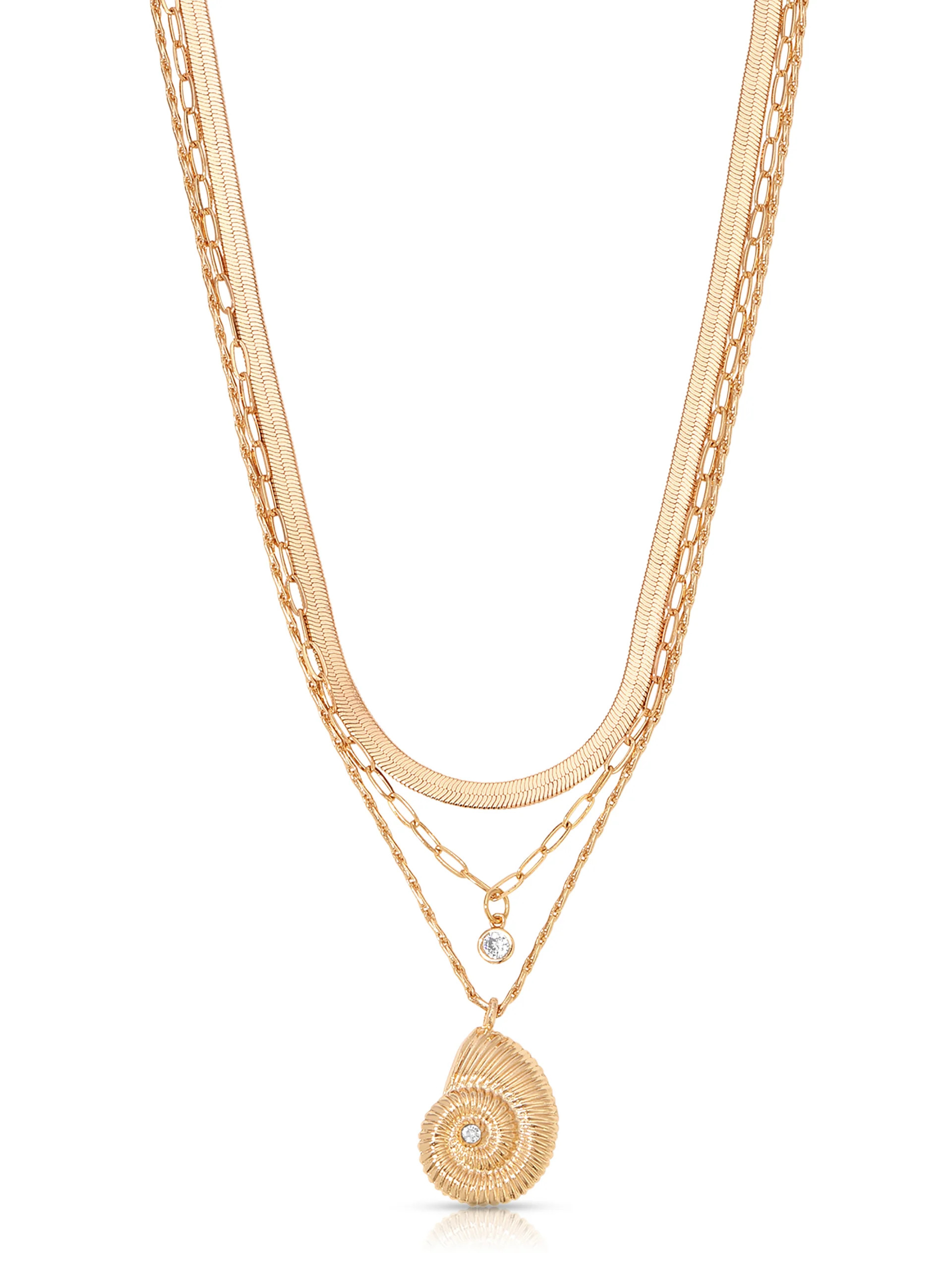 Nautilus Shell Pendant Layered Necklace | Ettika
