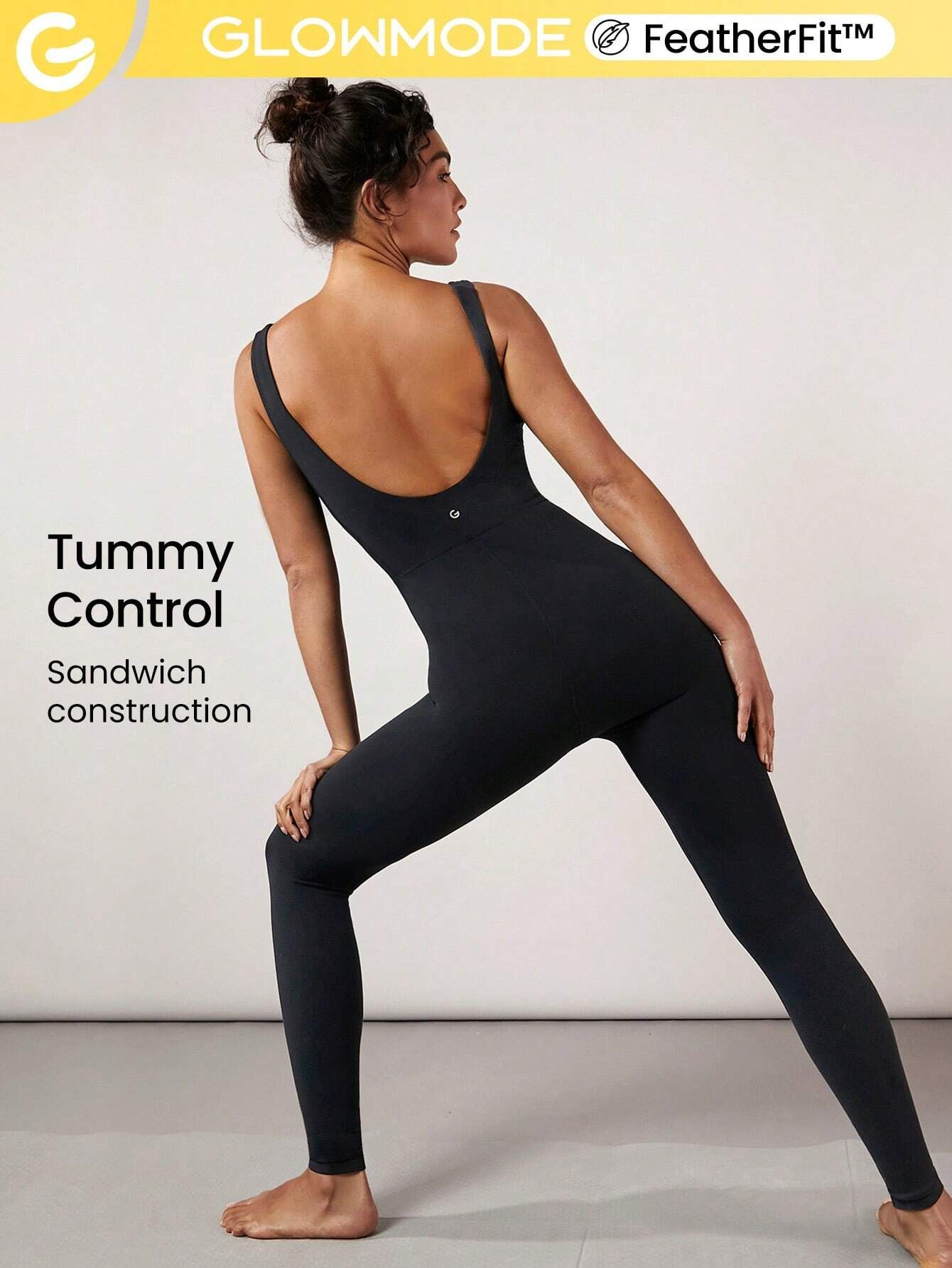 GLOWMODE 25" FeatherFit™ Tummy Control Gym Bodysuit | SHEIN