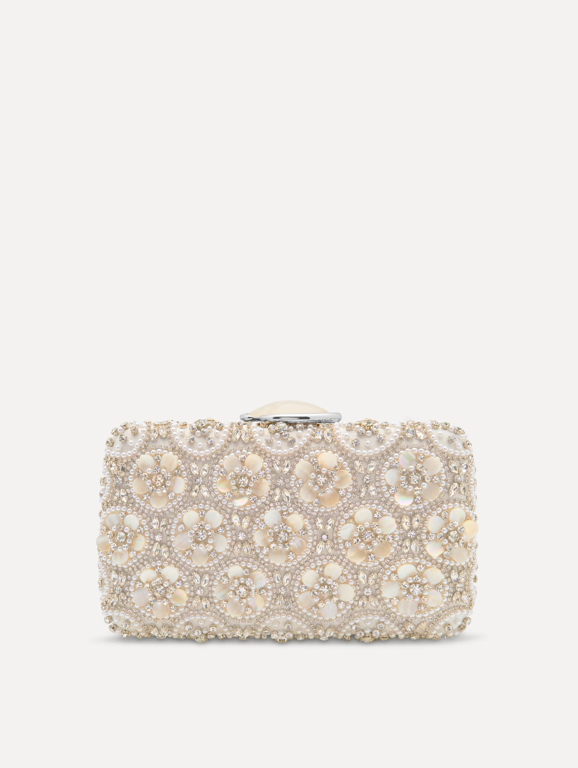 Mother of Pearl Embroidered O Minaudière | Oscar de la Renta