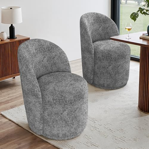 UIXE 360° Swivel Barrel Dining Chairs Set of 2, Chenille Upholstered Kitchen & Dining Room Accen... | Amazon (US)