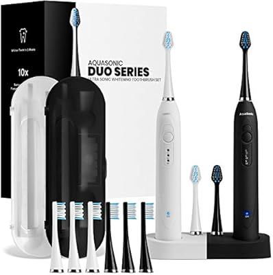 AquaSonic DUO Dual Handle Ultra Whitening 40,000 VPM Wireless Charging Electric ToothBrushes - 3 ... | Amazon (US)