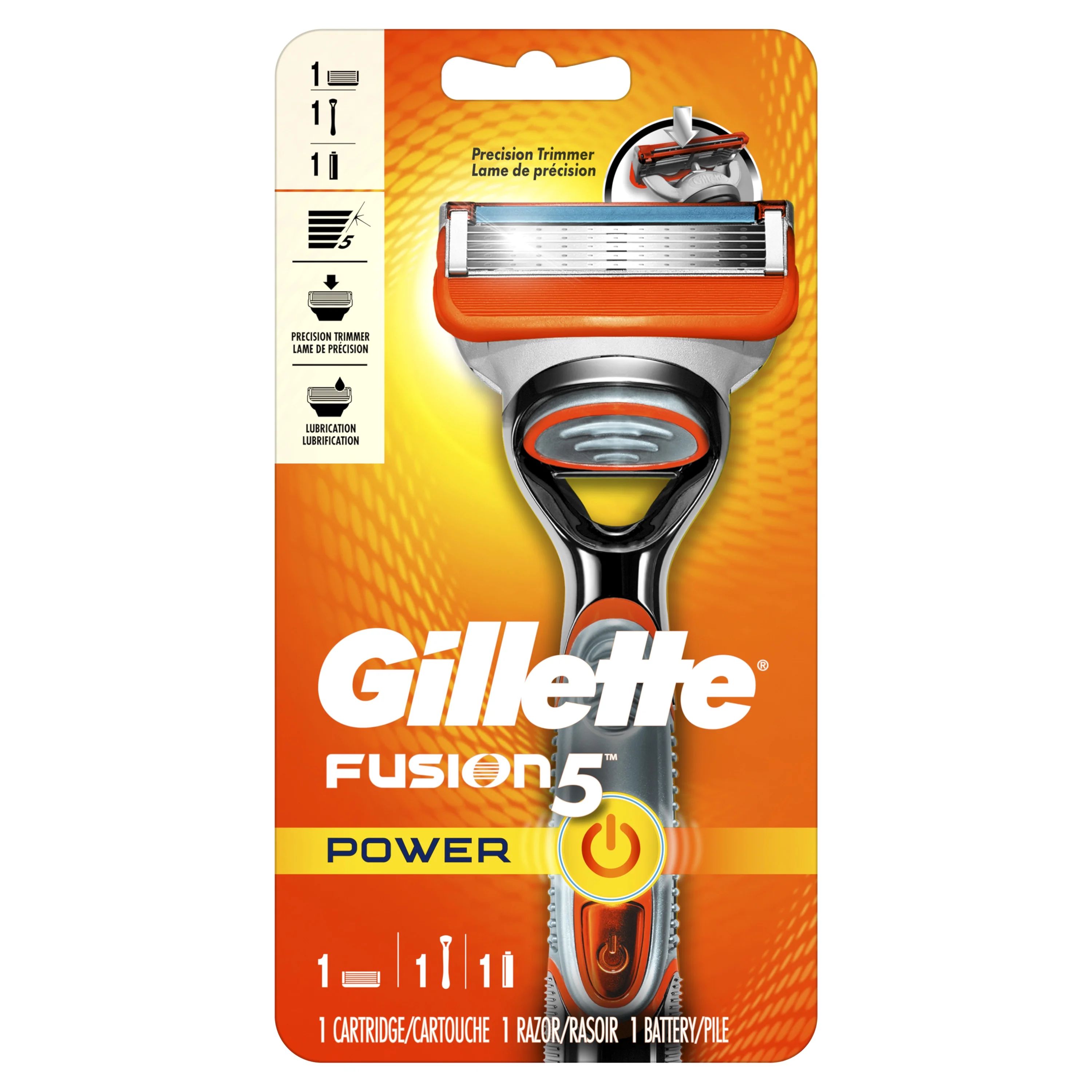 Gillette Fusion5 Power Men's Razor Handle, 1 Blade Refill - Walmart.com | Walmart (US)