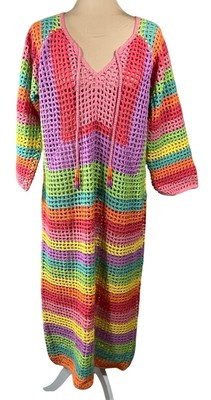 NWT Farm Rio Striped Crochet Maxi Dress Rainbow  XL Extra Large | eBay US