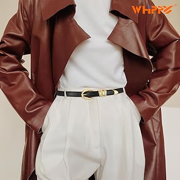 WHIPPY Women Skinny Leather Belt for Jeans Pants Dresses Ladies Fashion Waist Belt with Shiny Gol... | Amazon (US)