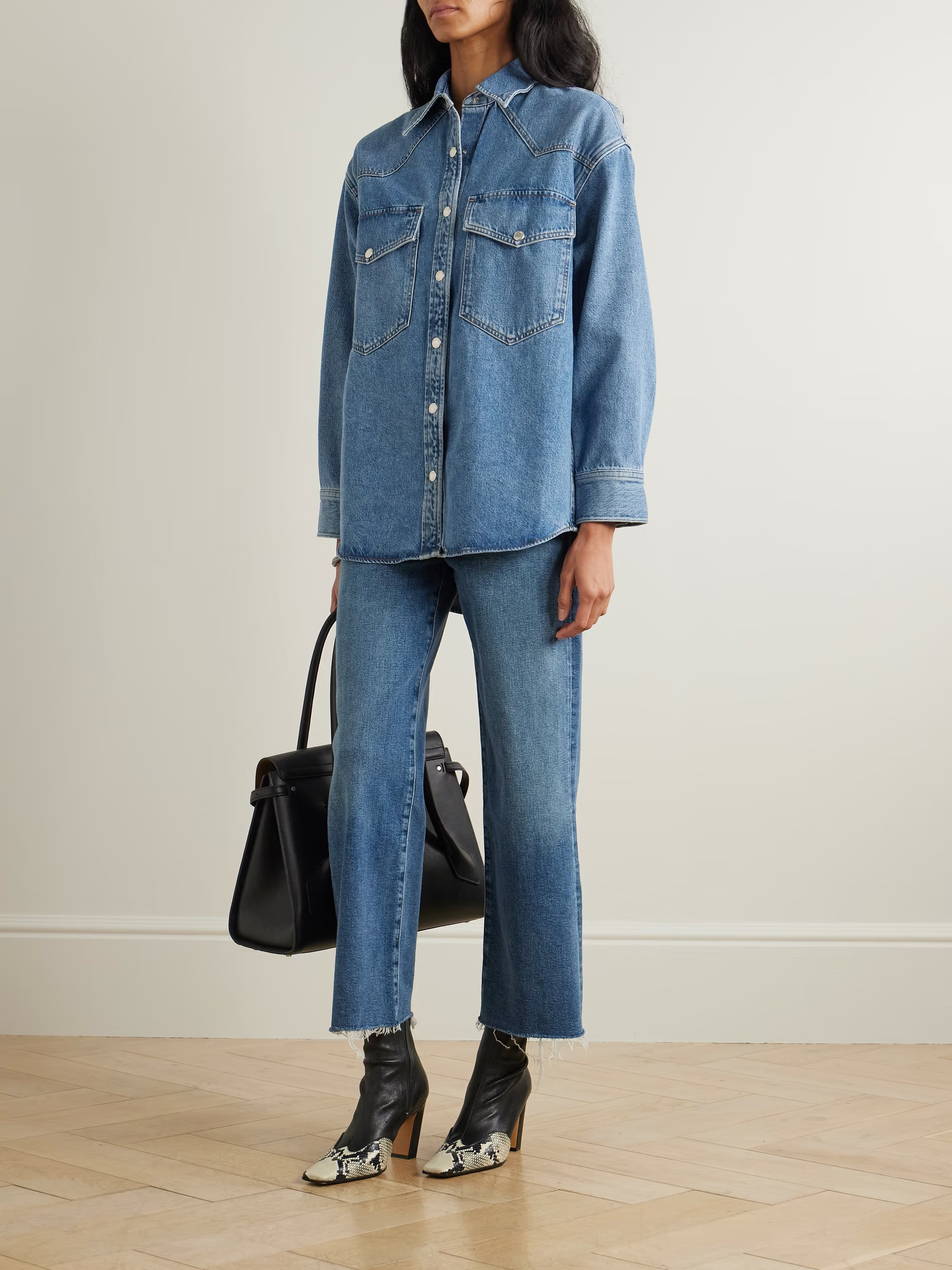 Harper cropped frayed mid-rise straight-leg jeans | NET-A-PORTER (US)