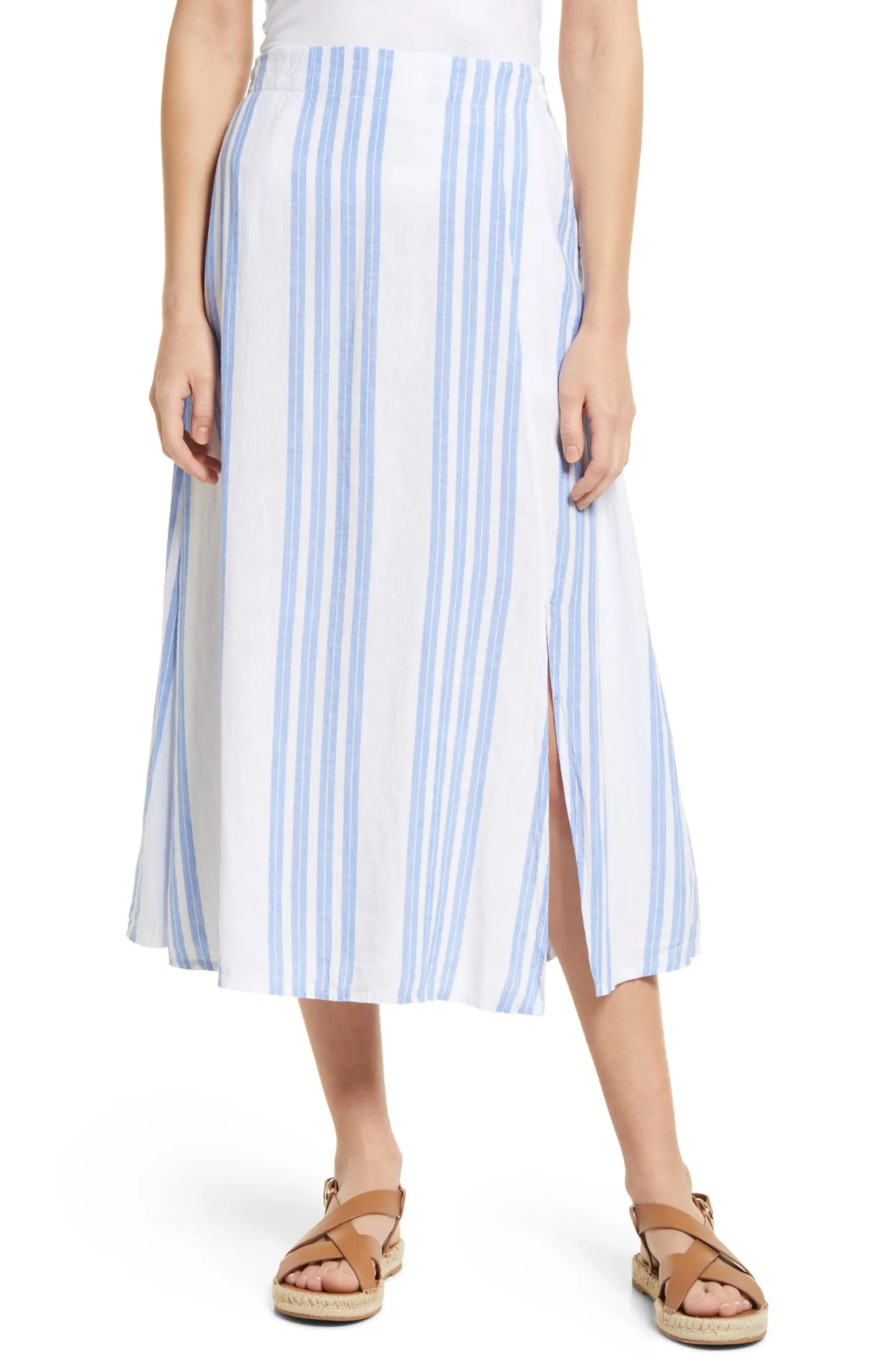 Caslon® Linen Blend Midi Skirt | Nordstrom | Nordstrom
