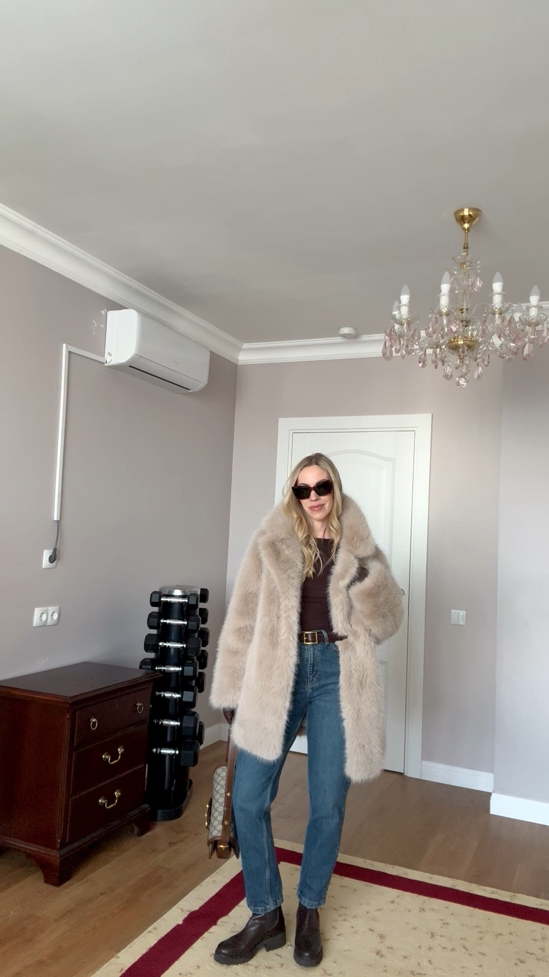 Beige faux fur coat, beige and chocolate brown outfit, @Zara mom jeans, lug sole boots, Gucci horsebit bag 

#LTKootd #LTKOver40 #LTKSeasonal