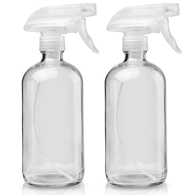 Glass Spray Bottles Empty 16oz Boston Round Bottle Refillable Container for Essential Oils with F... | Amazon (US)