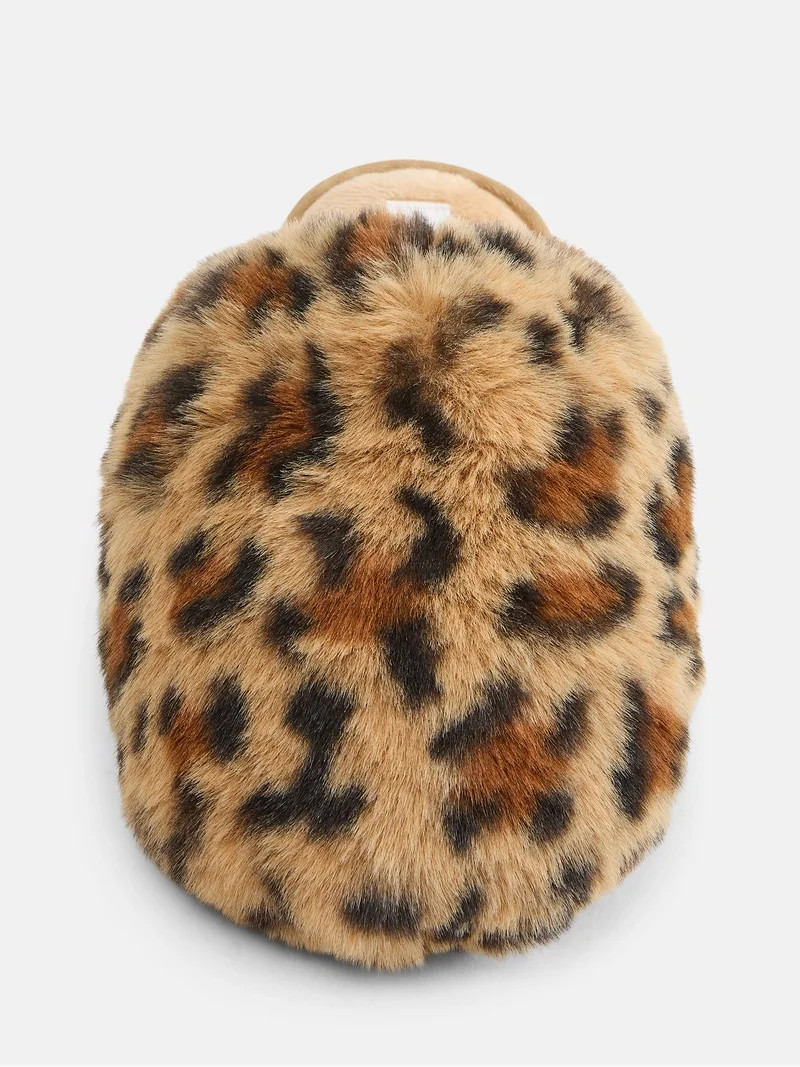 Joyspun Women\u2019s Faux Fur Puff Scuff Slippers | Walmart (US)