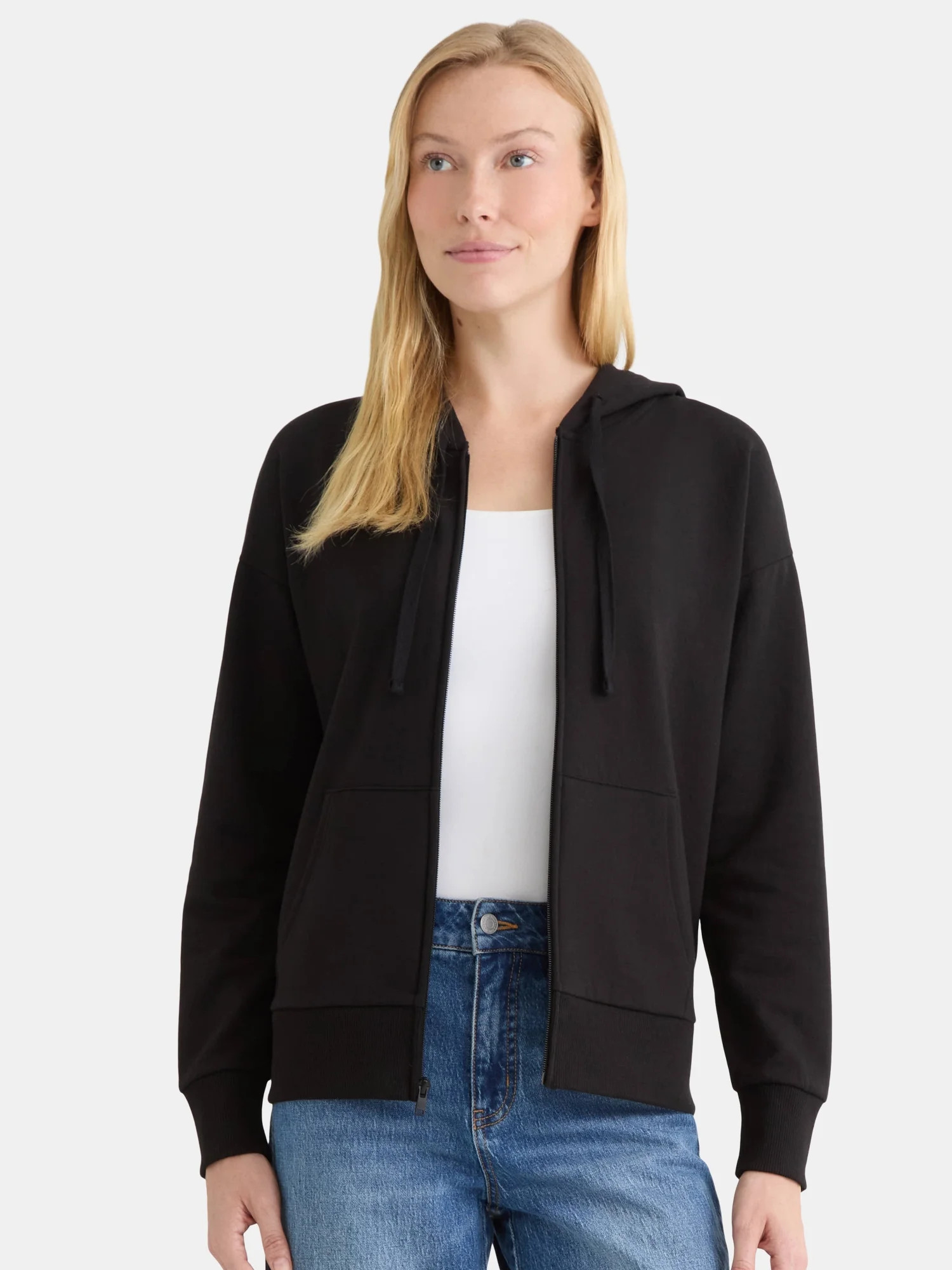 Time and Tru Women's and Women’s Plus Zip Front Fleece Hoodie Jacket, Sizes XS-4X | Walmart (US)