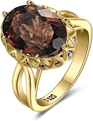 JewelryPalace Huge Oval Shape 5.7ct Genuine Smoky Quartz Cocktail Rings for Her, 14K White Yellow... | Amazon (US)