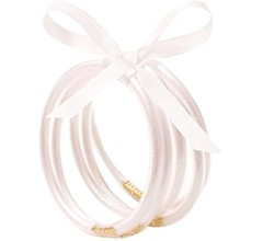 Long tiantian Cute Jelly Bangles Bracelets for Women 80's Neon Pink Glitter Dress Glitter Filled ... | Amazon (US)