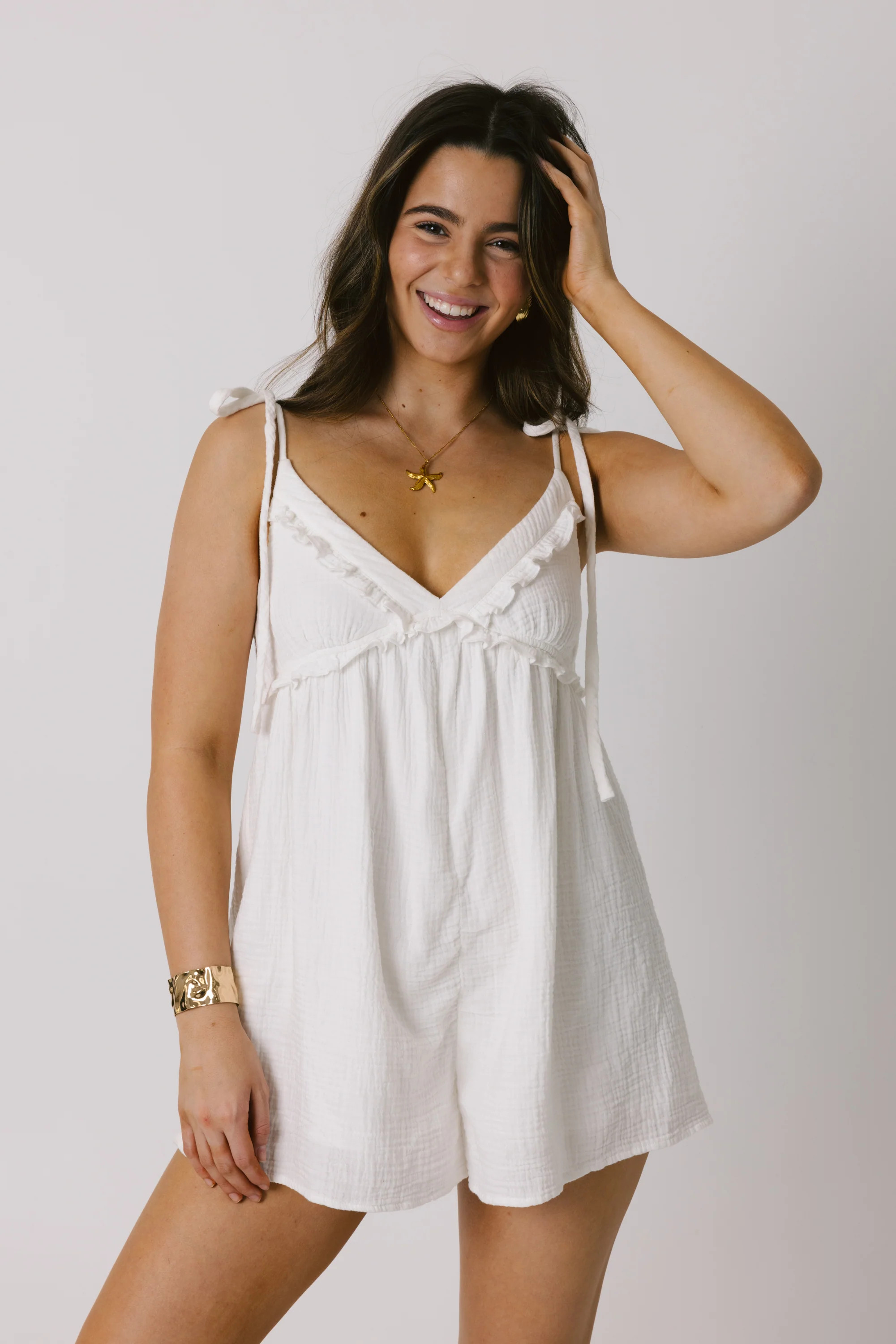 Bria Romper in White | Grey Bandit