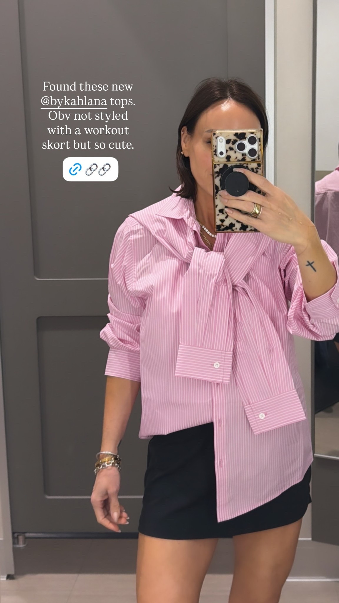 Found these new KBB by Kahlana striped button up @Target . Obv not styled with a workout skort but so cute.  Launching online 6/7

Size Xs

#LTKOver40 #LTKWorkwear #LTKootd