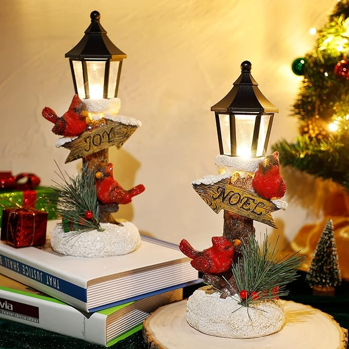 Glintoper 2 Pack Christmas Lighted Table Decorations, Tabletop Figurine, Battery Operated (Red Ca... | Amazon (US)