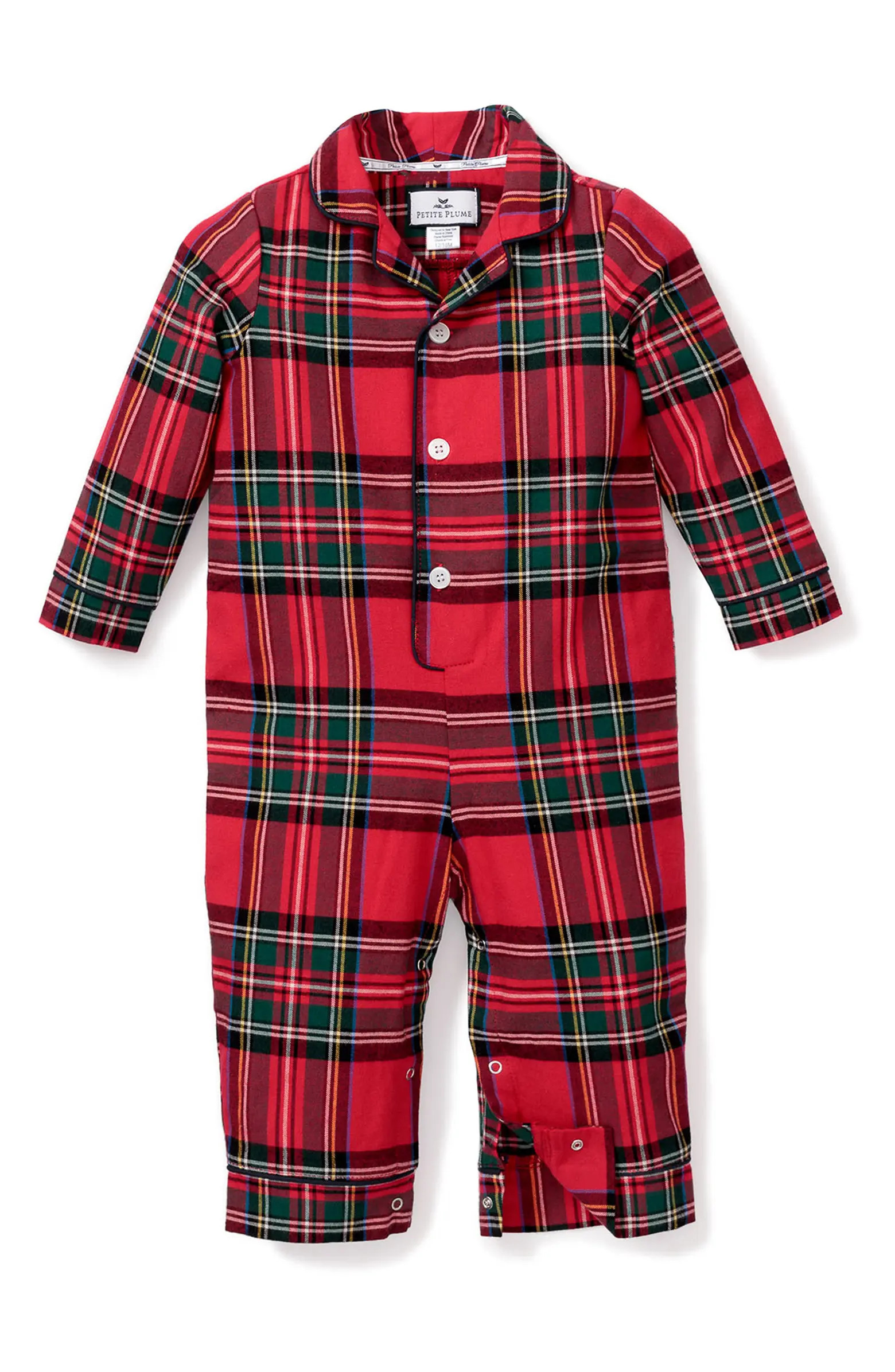 Petite Plume Imperial Tartan Flannel One-Piece Pajamas | Nordstrom | Nordstrom