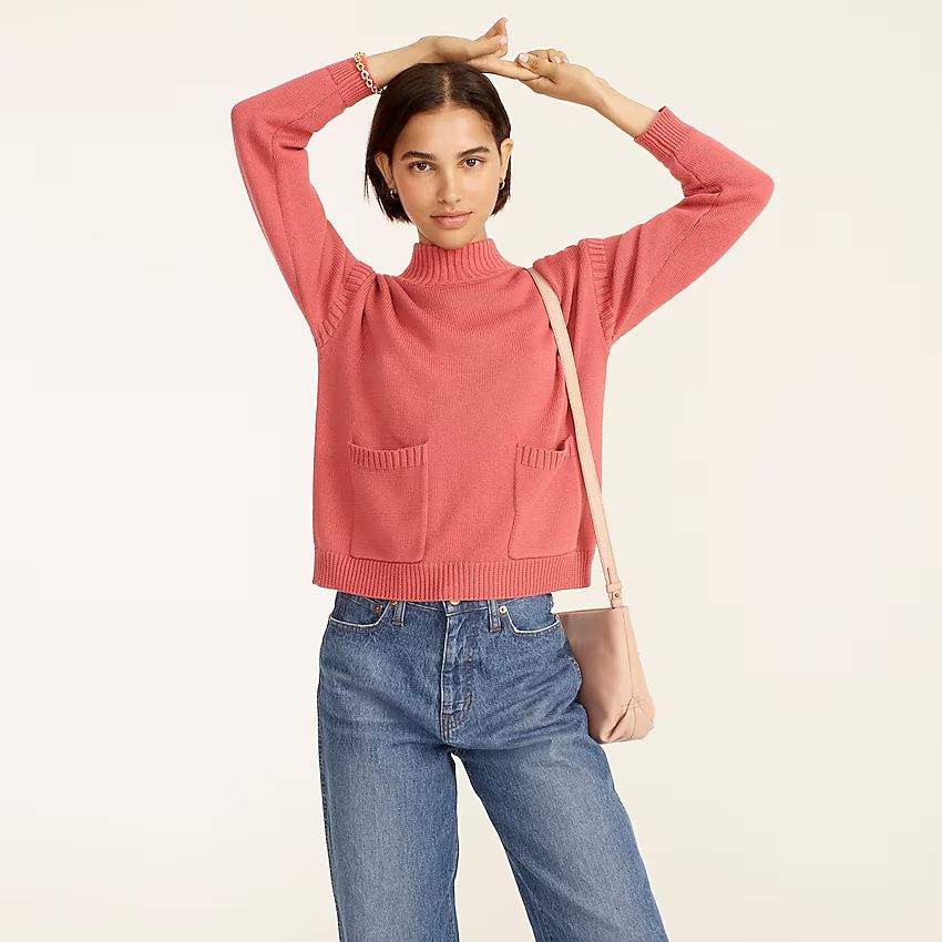 Cotton-cashmere patch-pocket mockneck sweater | J.Crew US