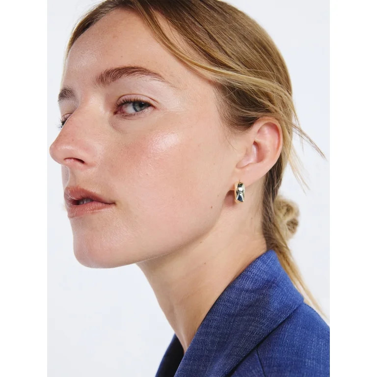 Free Assembly Women's Demi Fine 14K Gold Plated Endless Hoop Earring Set, 3-Pairs | Walmart (US)