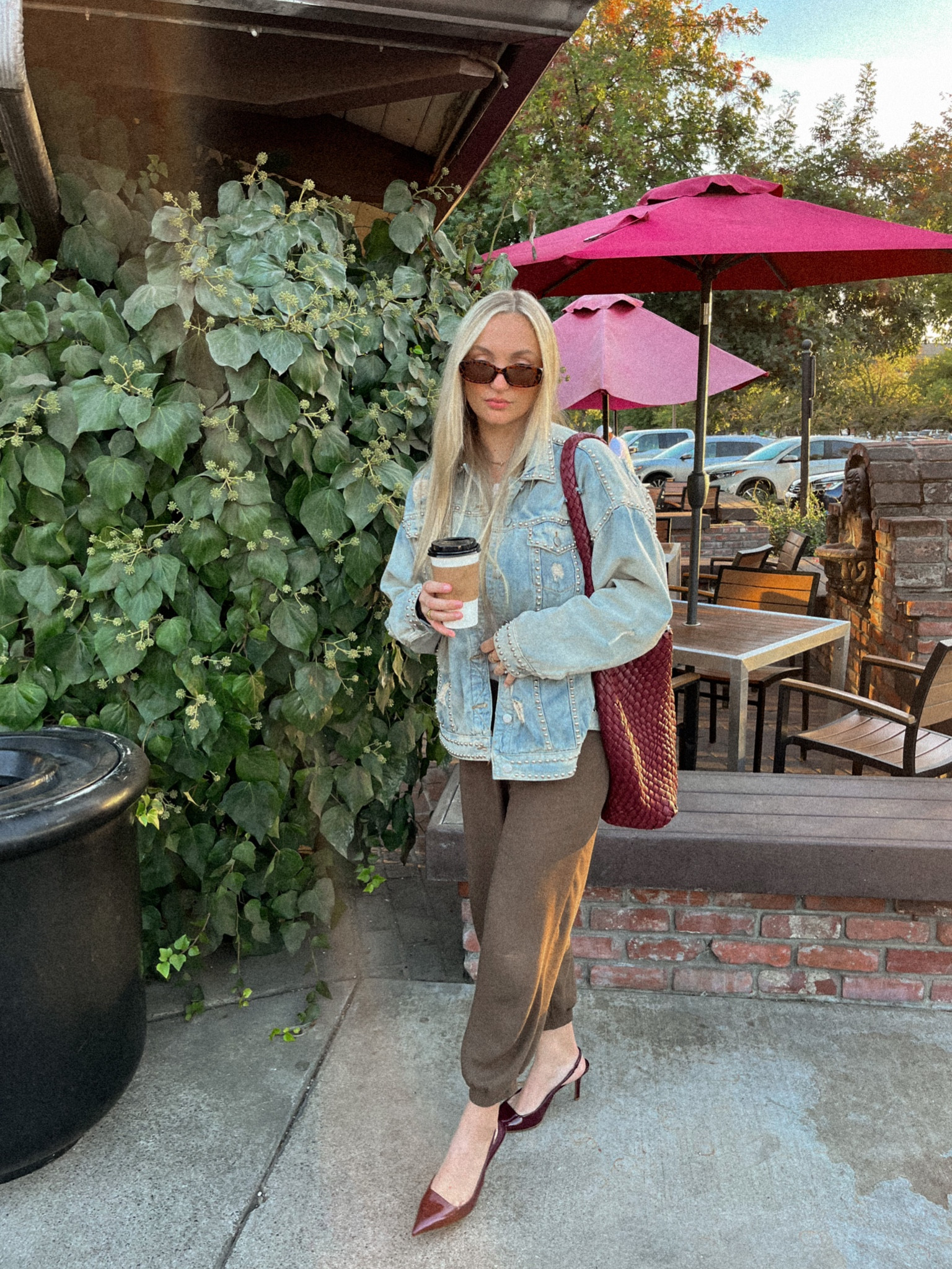 Red outfit inspo, red accessories, red handbags, red holiday outfit inspo, holiday outfit inspo, thanksgiving outfits, holiday style, red heels, red Slingback heels, denim, denim jacket

#LTKSeasonal #LTKstyletip #LTKHoliday