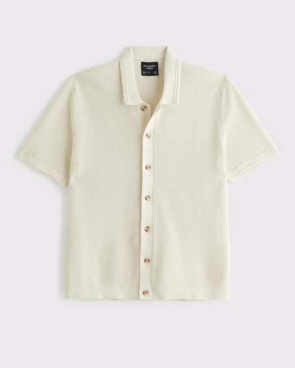 Garment Dye Button-Through Sweater Polo | Abercrombie & Fitch (US)