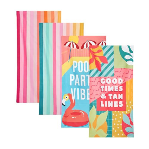 Dock & Bay Beach Towel - Quick Dry, Sand Free - Compact, Lightweight - 100% Recycled - Includes Bag - Party in Pink - Set of 4 - Large (160x90cm, 63x35) | Amazon (US)