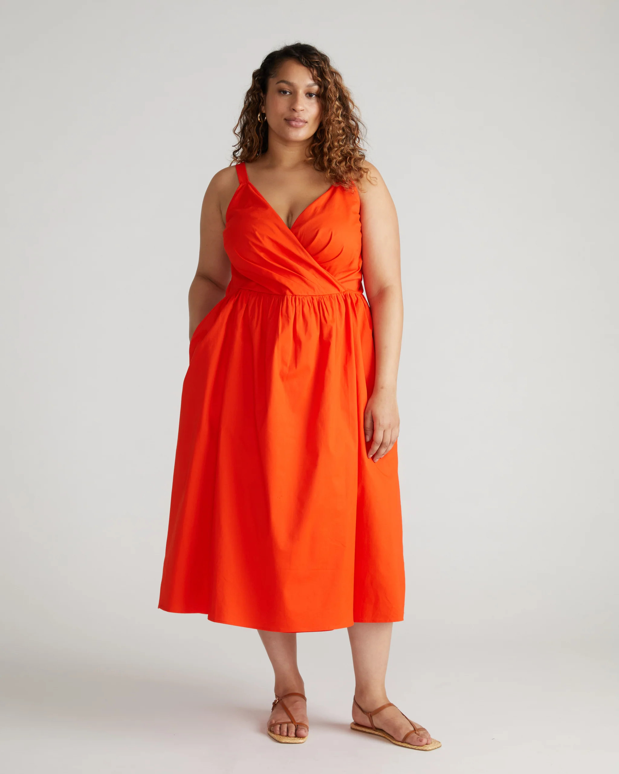 Bellport Sateen Crossover Dress
   Sun Fire | Universal Standard
