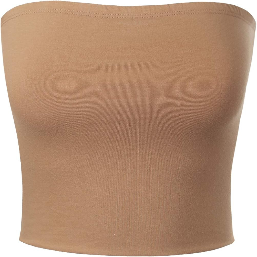 MixMatchy Women's Causal Strapless Cute Basic Solid SexyTube Top | Amazon (US)