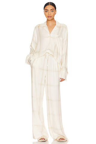 WeWoreWhat Brushed Flannel Button Up & Drawstring Pull On Pant Set in Ecru Multi from Revolve.com | Revolve Clothing (Global)