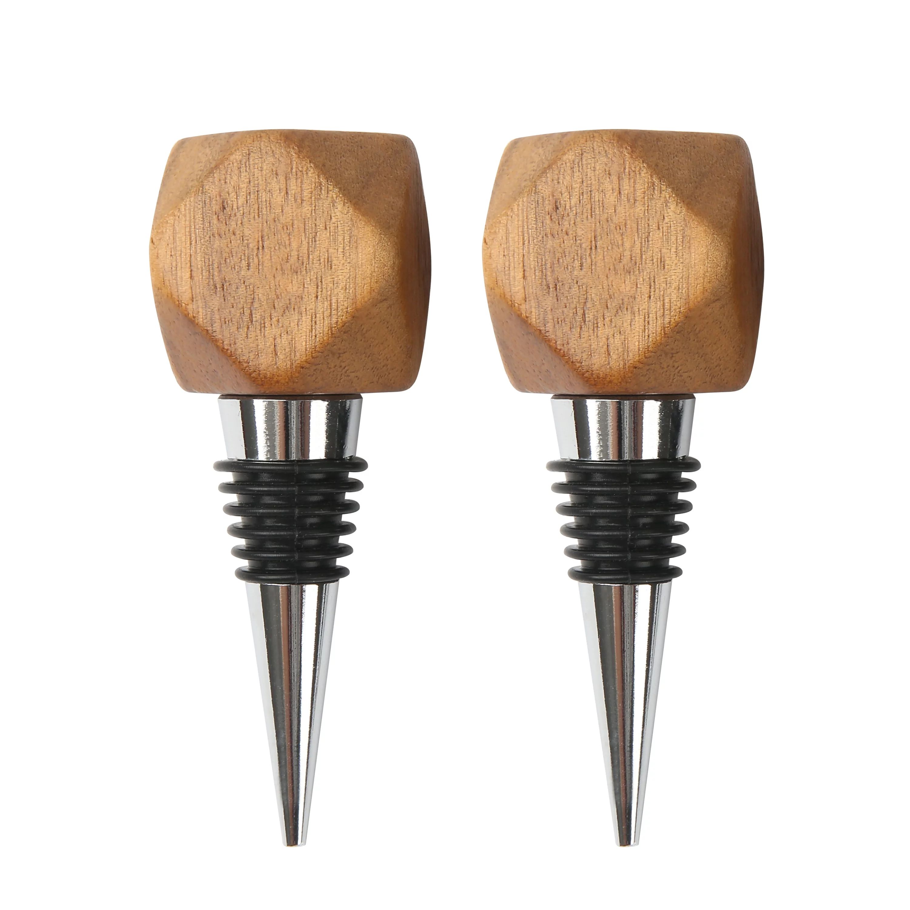 Better Homes & Gardens Elegant Wine Bottle Stopper Aluminum and Wood, Brown and Silver 3.93" | Walmart (US)