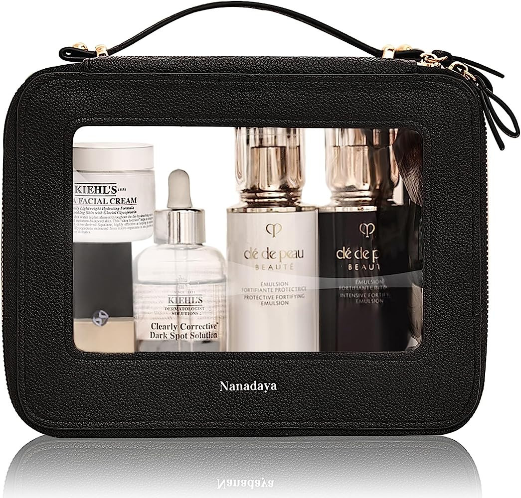 Nanadaya Clear Makeup Bags for Traveling,Clear Cosmetic Bags with Zipper and Handle,Clear Toiletr... | Amazon (US)