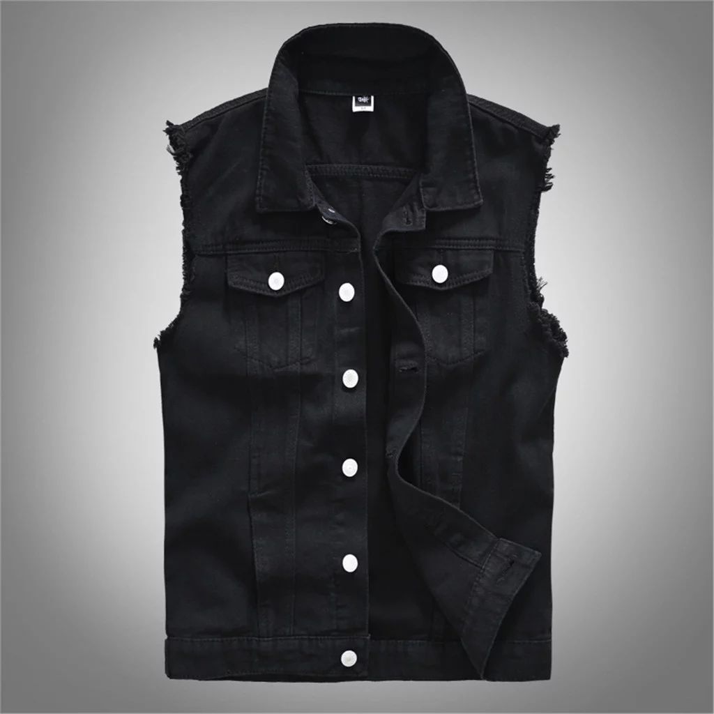 VOSS Men's New Fashion Denim Vest Casual Cowboy Jacket In Shoulder Blouse | Walmart (US)