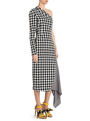 Off-White Women's Houndstooth One-Shoulder Dress - Yellow - Size 38 (2) | Saks Fifth Avenue