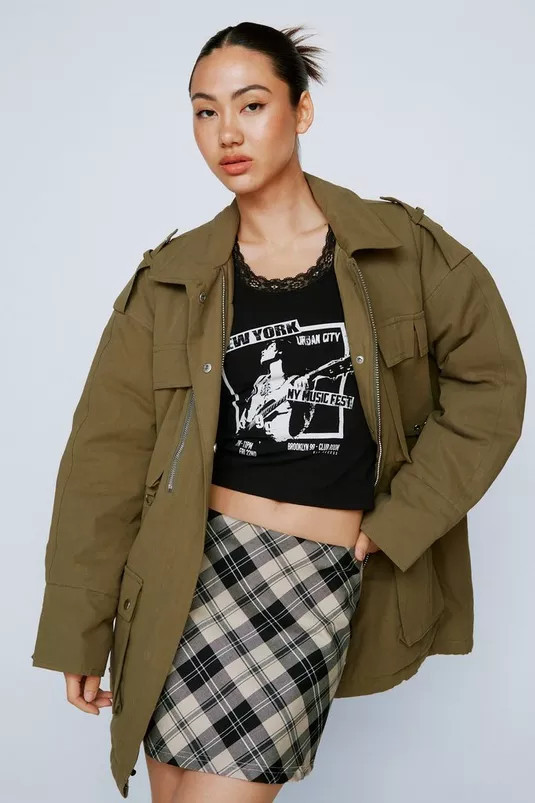 Padded Twill Multi Pocket Cargo Jacket | Nasty Gal (US)