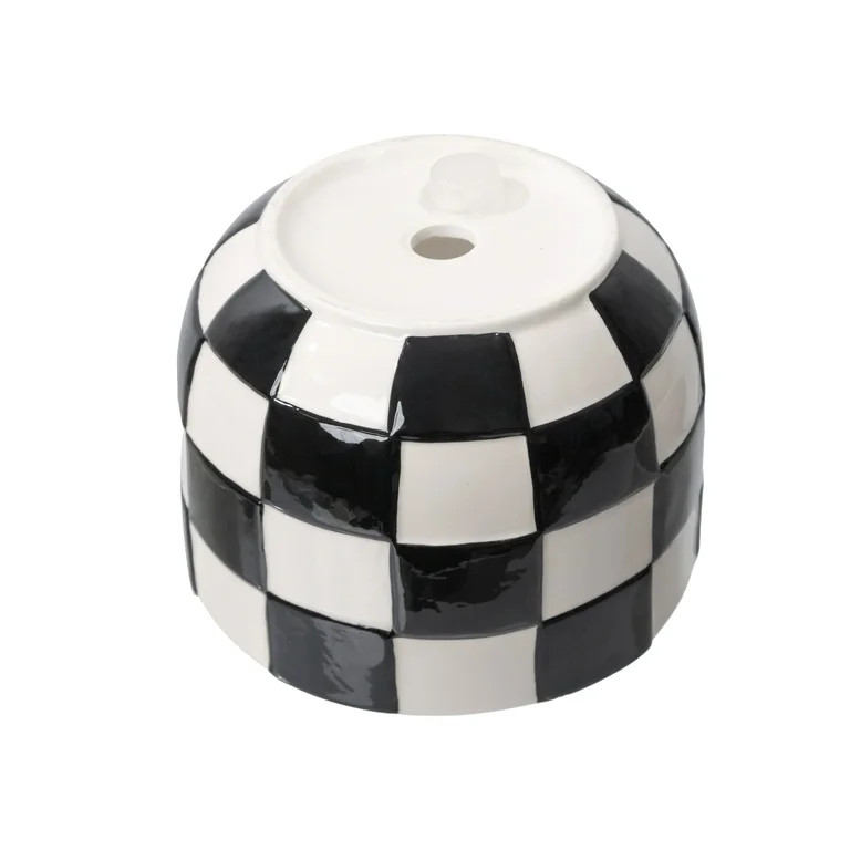 Mainstays Lennon 6" x 6" x 4.5" Round Black Checkered Ceramic Planter | Walmart (US)
