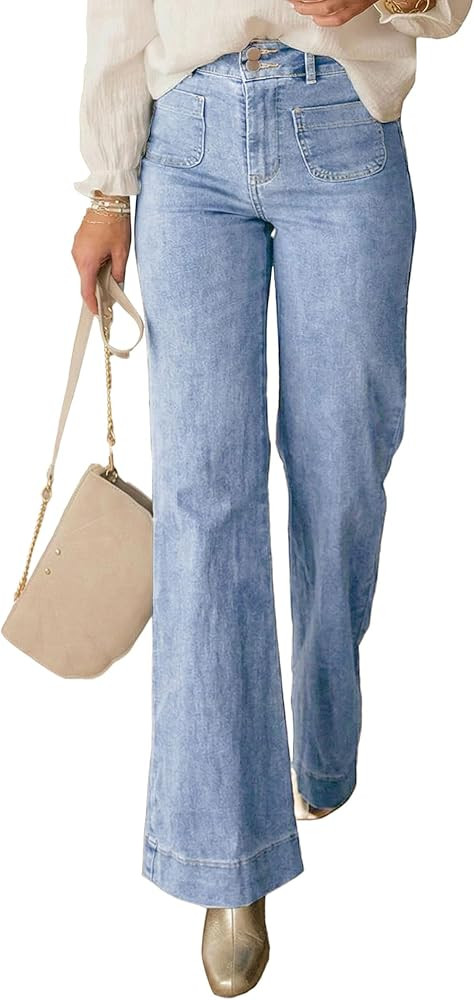 PRETTYGARDEN Womens Wide Leg Jeans High Waisted Stretchy | Amazon (US)